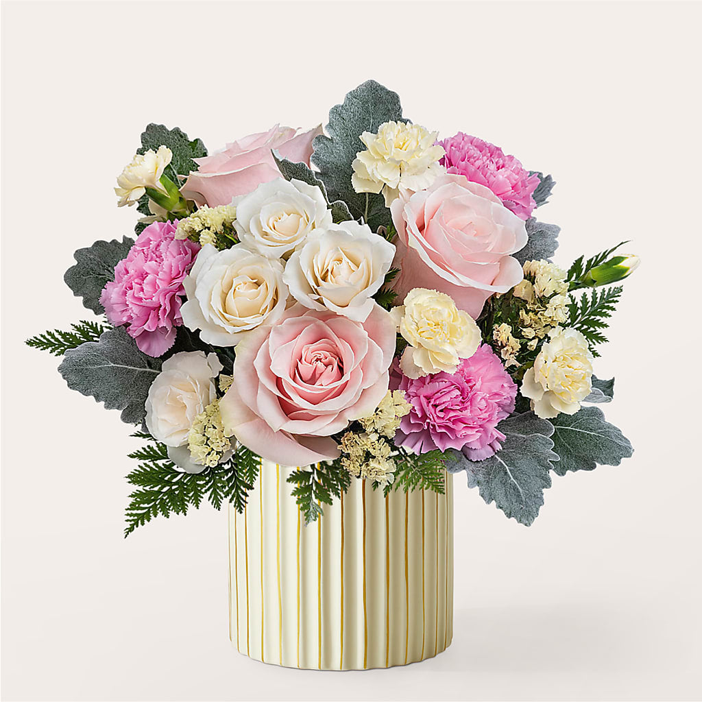 Blissful Moments Bouquet with Ivory Vase – Maison Blooms, Wesley Chapel FL