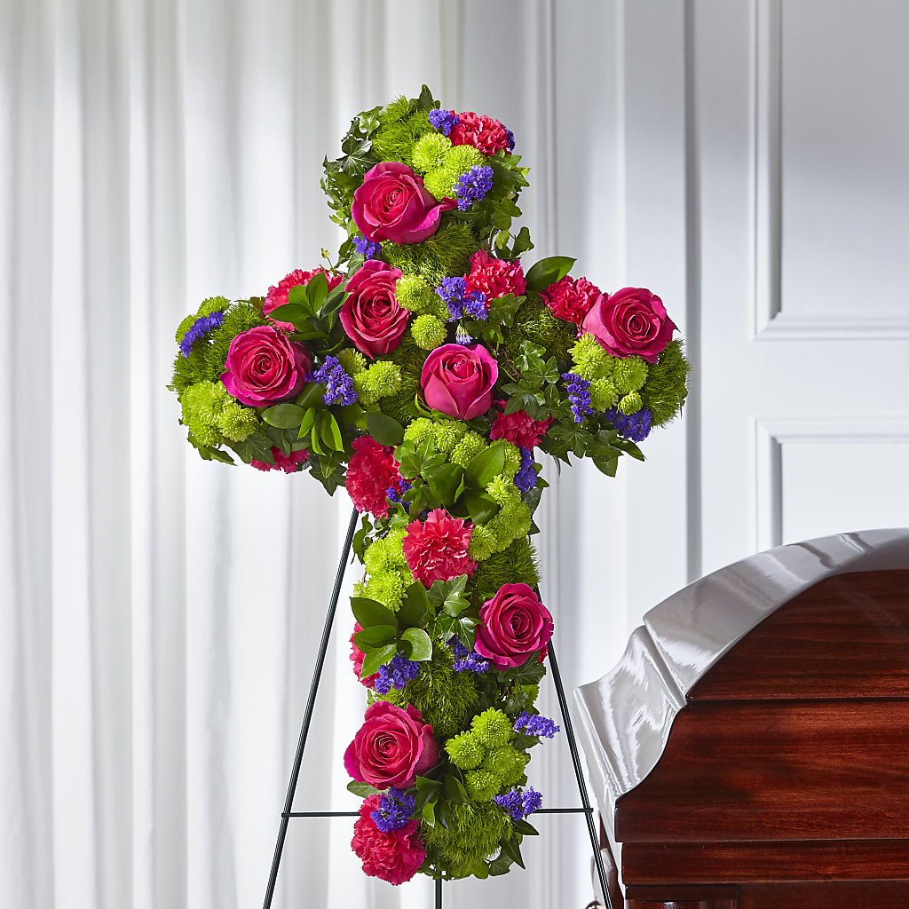 Tribute Rose Floral Cross – Maison Blooms, Wesley Chapel FL