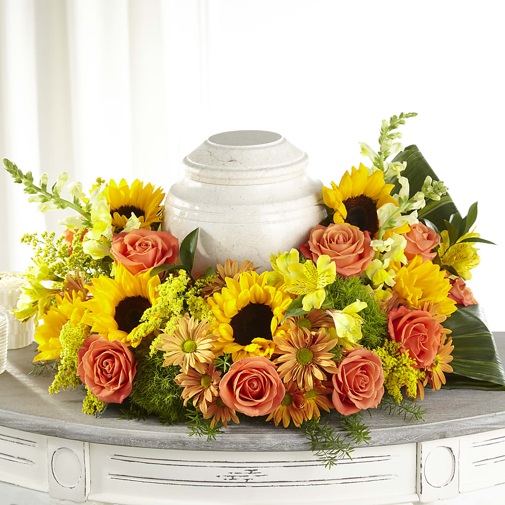 Faithful Sunflower Cremation Adornment – Maison Blooms, Wesley Chapel FL