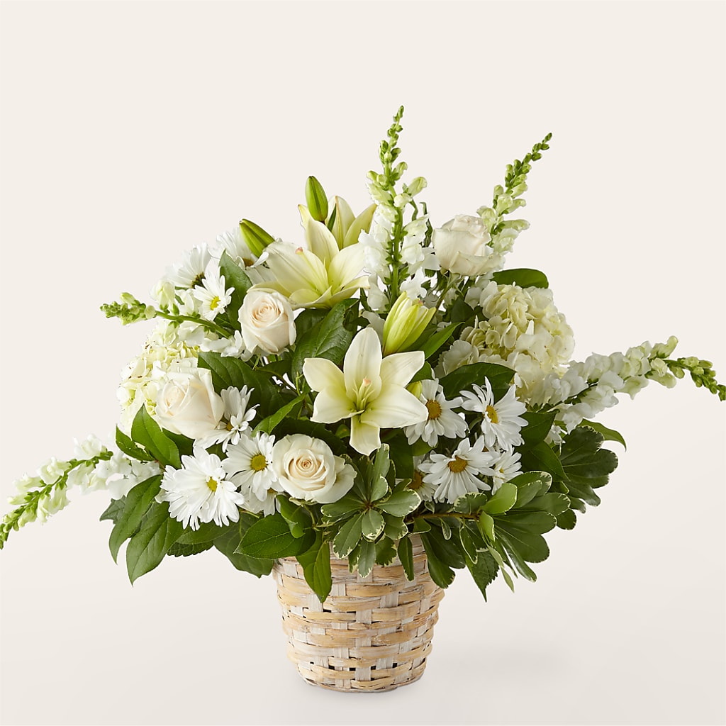 Ivory Elegance Floral Basket – Maison Blooms, Wesley Chapel FL