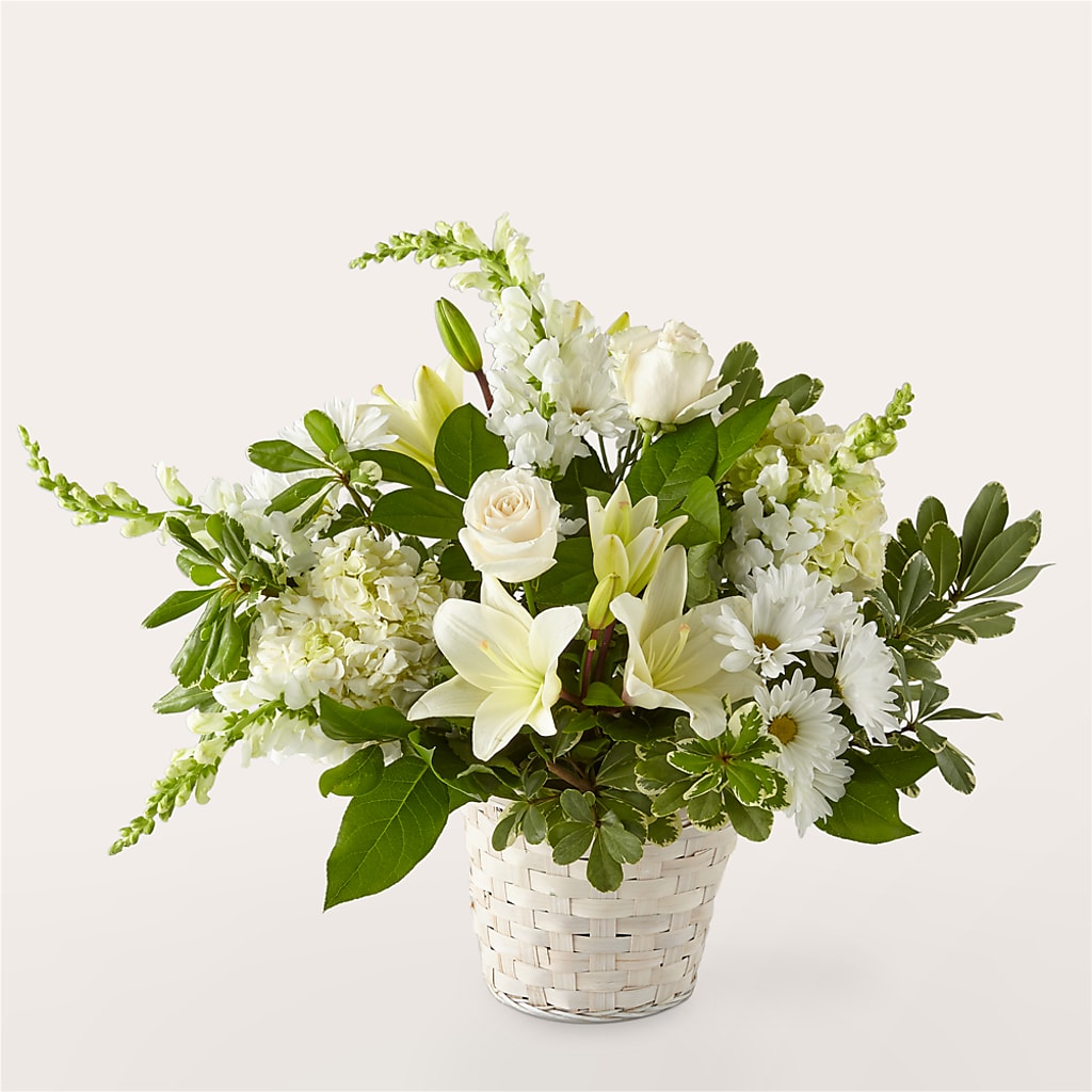 Ivory Elegance Floral Basket – Maison Blooms, Wesley Chapel FL