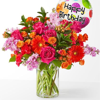 Fiesta Bouquet with Birthday Balloon –  Maison Blooms, Wesley Chapel FL