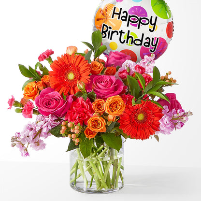Fiesta Bouquet with Birthday Balloon –  Maison Blooms, Wesley Chapel FL