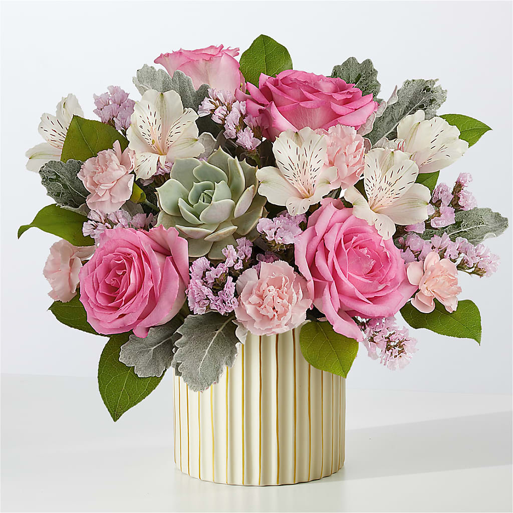 Dusty Rose Bouquet with Ivory Vase –  Maison Blooms, Wesley Chapel FL