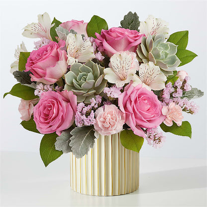 Dusty Rose Bouquet with Ivory Vase –  Maison Blooms, Wesley Chapel FL