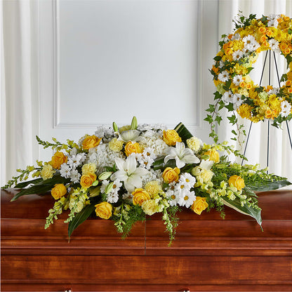Golden Harmony Casket Spray –  Maison Blooms, Wesley Chapel FL