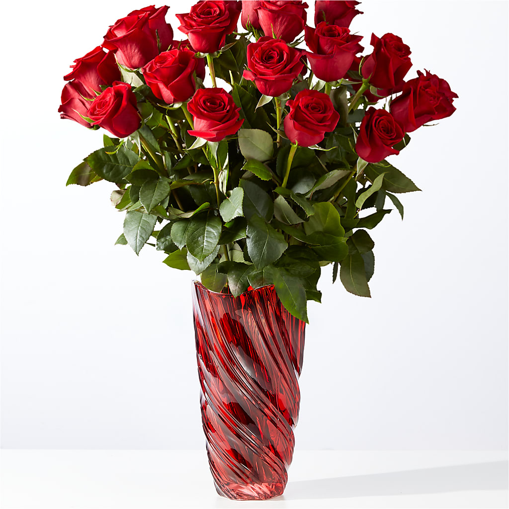 Classic Love Red Rose Bouquet with Luxe Swirl Vase –  Maison Blooms, Wesley Chapel FL
