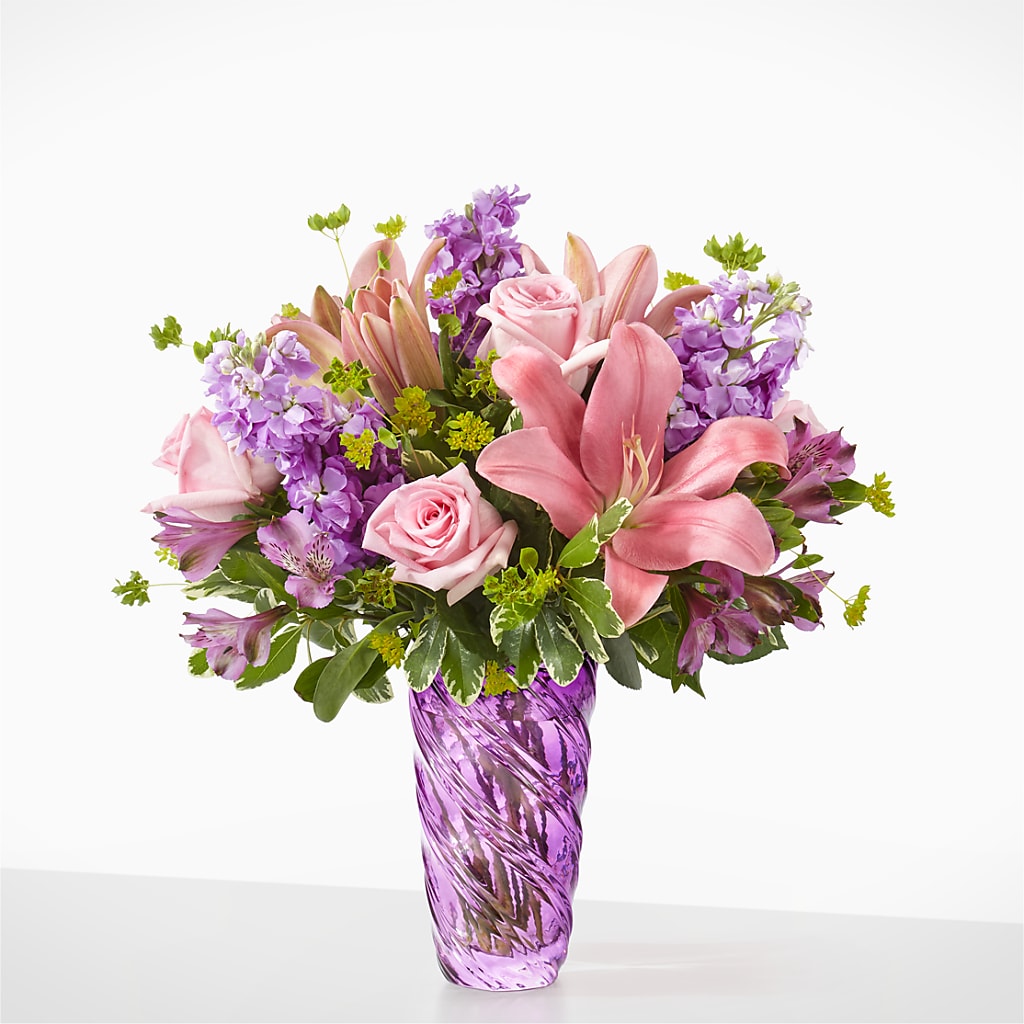 Precious Petals Bouquet with Luxe Swirl Vase –  Maison Blooms, Wesley Chapel FL