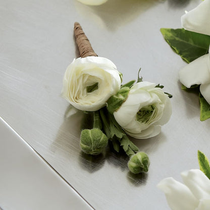 White Ranunculus Boutonniere –  Maison Blooms, Wesley Chapel FL