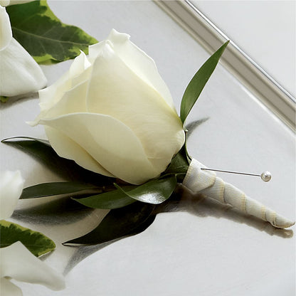 White Rose Boutonniere –  Maison Blooms, Wesley Chapel FL